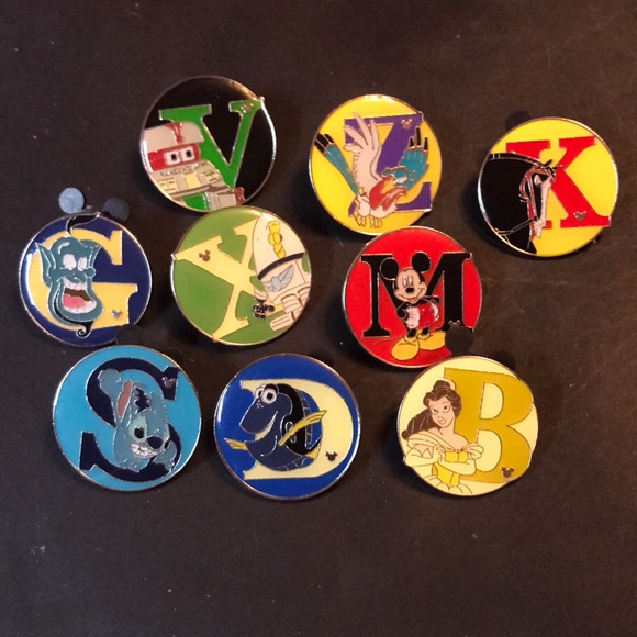 Disney Jewelry - Lot of nine Disney pins. Various alphabet characters. Super cute. Free shipping